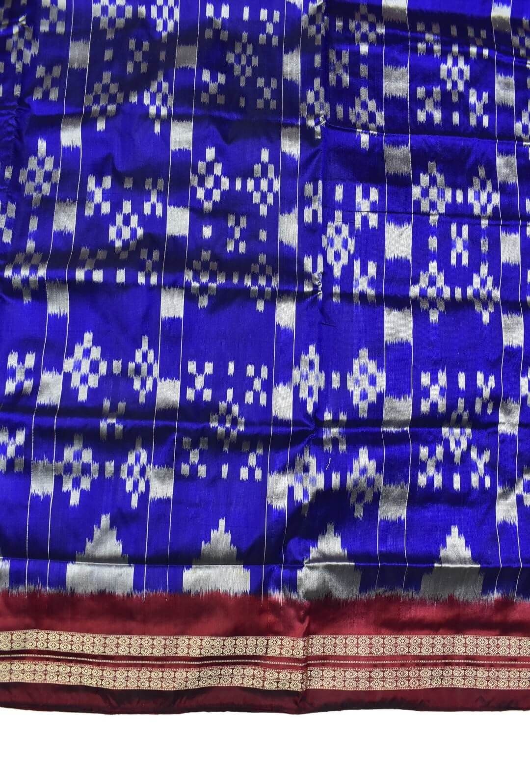 Blue Colour Pasapali Design Sambalpuri Handloom Bandha Silk Saree - Image 4