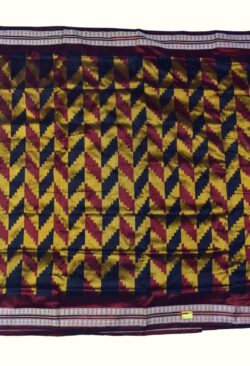 Yellow-Maroon Combination Sambalpuri Handloom Bandha Silk Saree
