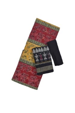 Yellow-Red Combination Sambalpuri Handloom Cotton Dress Material
