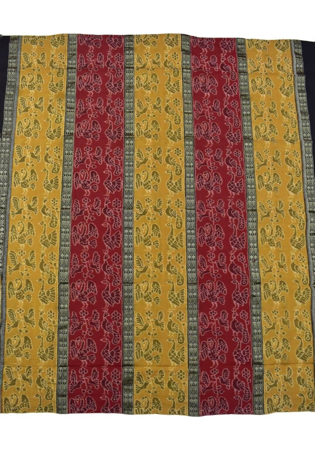 Yellow-Red Combination Sambalpuri Handloom Cotton Dress Material - Image 3