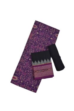 Purple Colour Animal Design Sambalpuri Handloom Cotton Dress Material