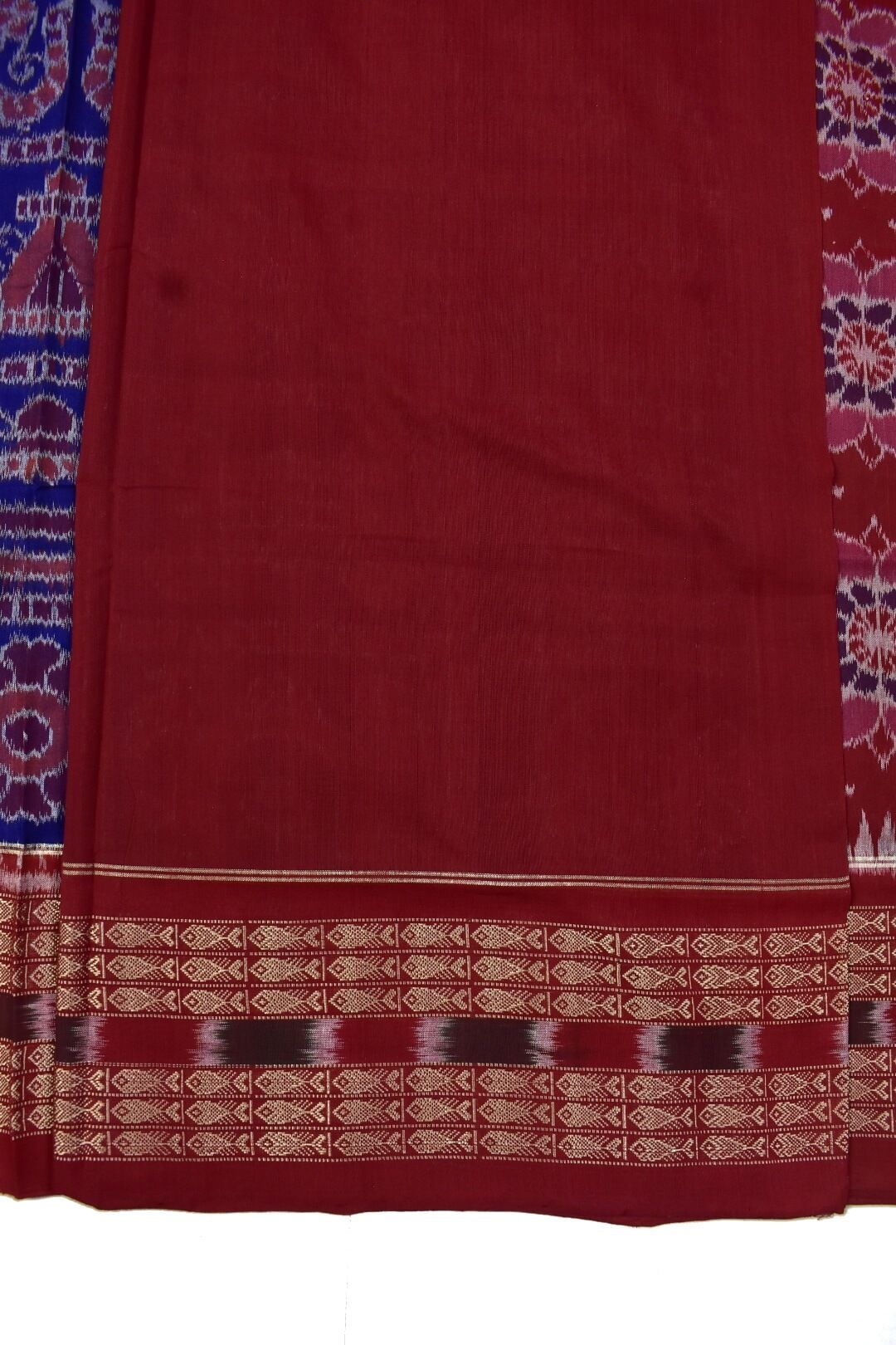 Blue Colour Nabakothi Design Sambalpuri Handloom Cotton Bandha Saree - Image 5