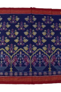 Navy Blue Colour Elephant Design Plane Border Sambalpuri Handloom Cotton Saree