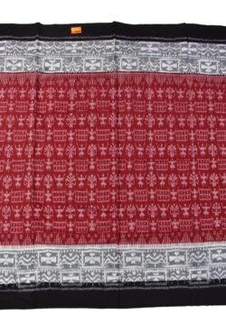 Red-Black Plane Border Sambalpuri Handloom Cotton Saree