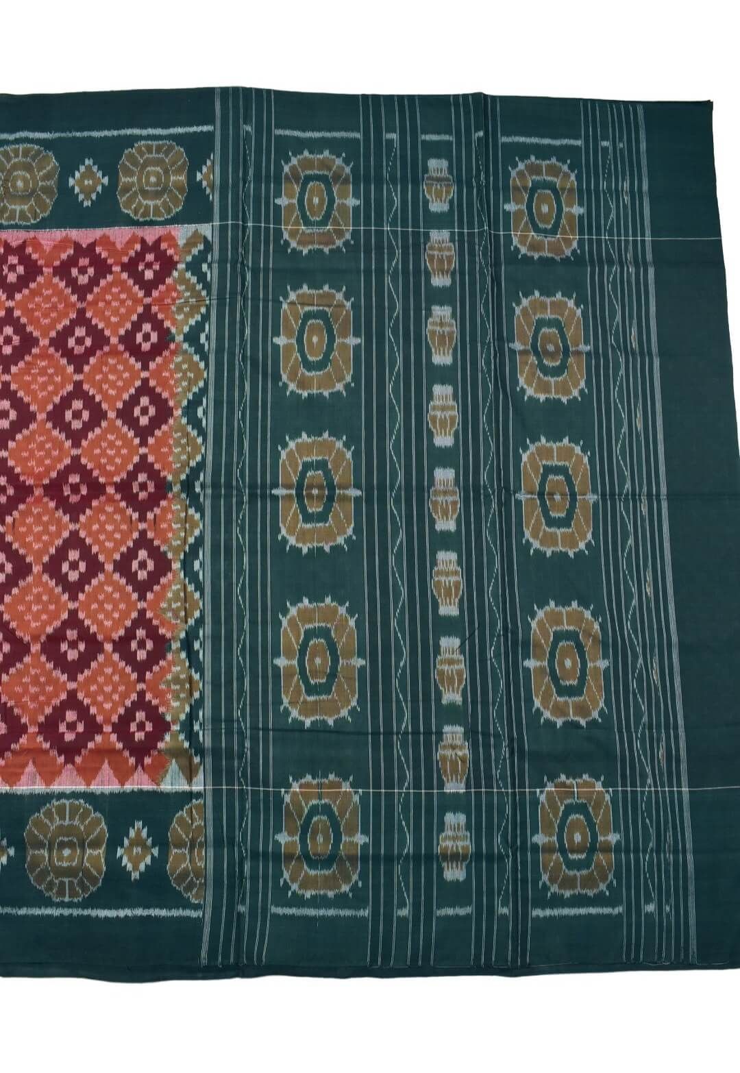 Brown Colour Plane Border Sambalpuri Handloom Cotton Saree - Image 2