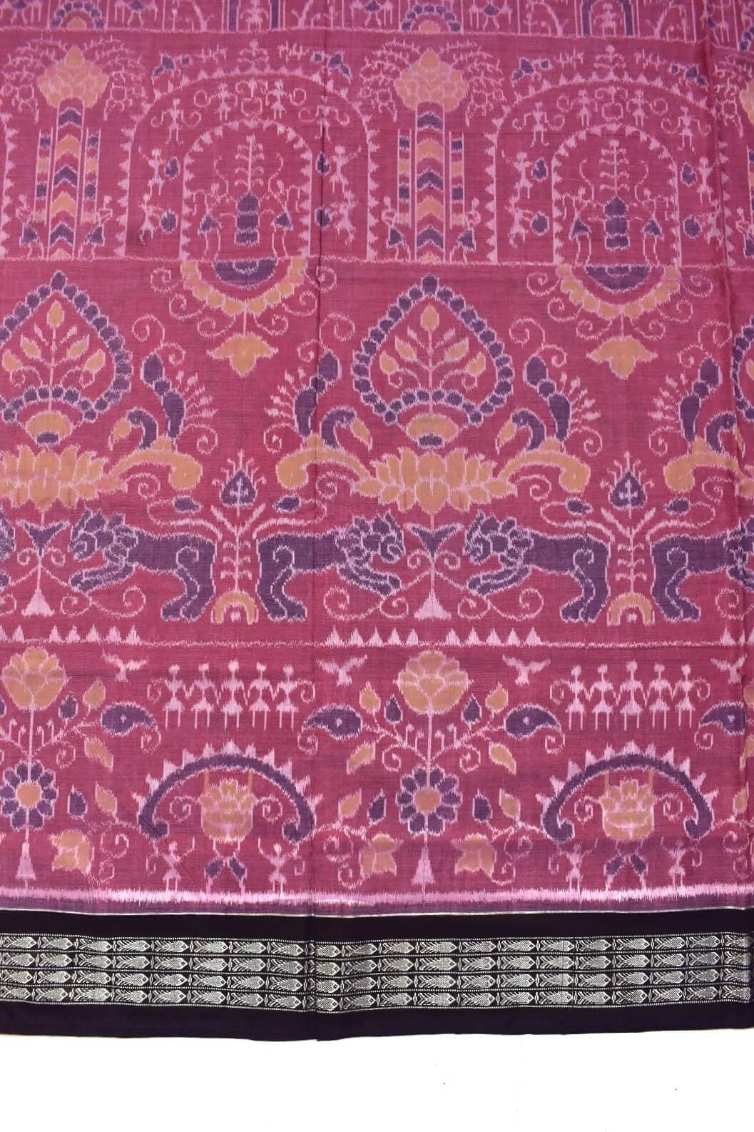 Lite Pink Colour Sambalpuri Handloom Cotton Bandha Saree - Image 4