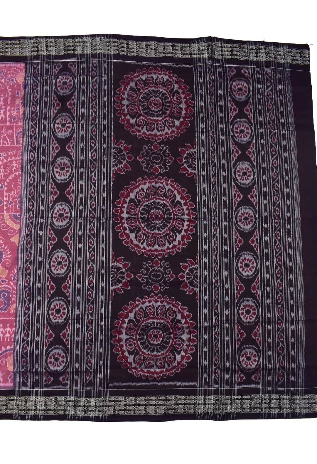 Lite Pink Colour Sambalpuri Handloom Cotton Bandha Saree - Image 2