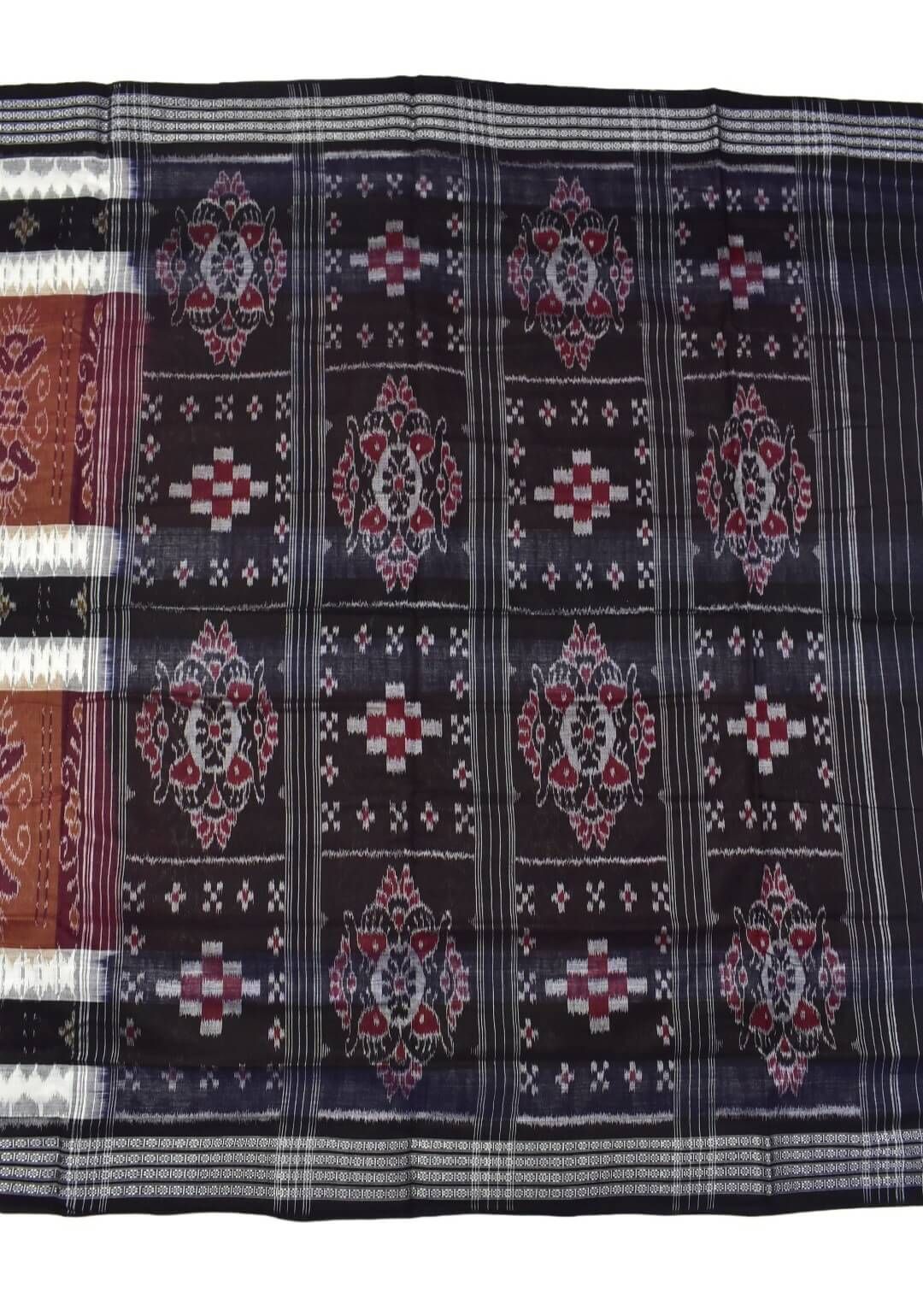 Brown Colour Sambalpuri Handloom Mania Bandha Cotton Saree - Image 2