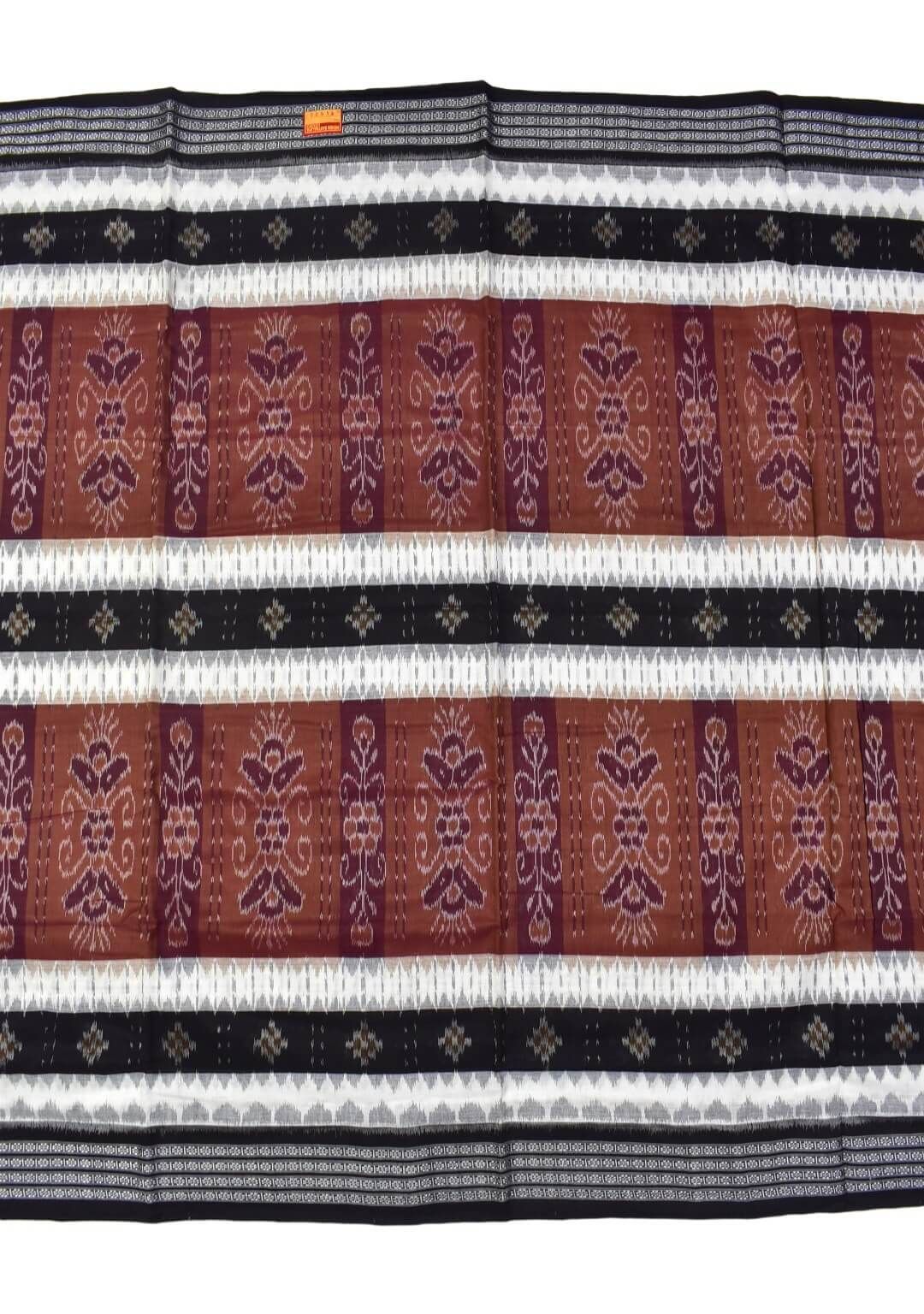 Brown Colour Sambalpuri Handloom Mania Bandha Cotton Saree