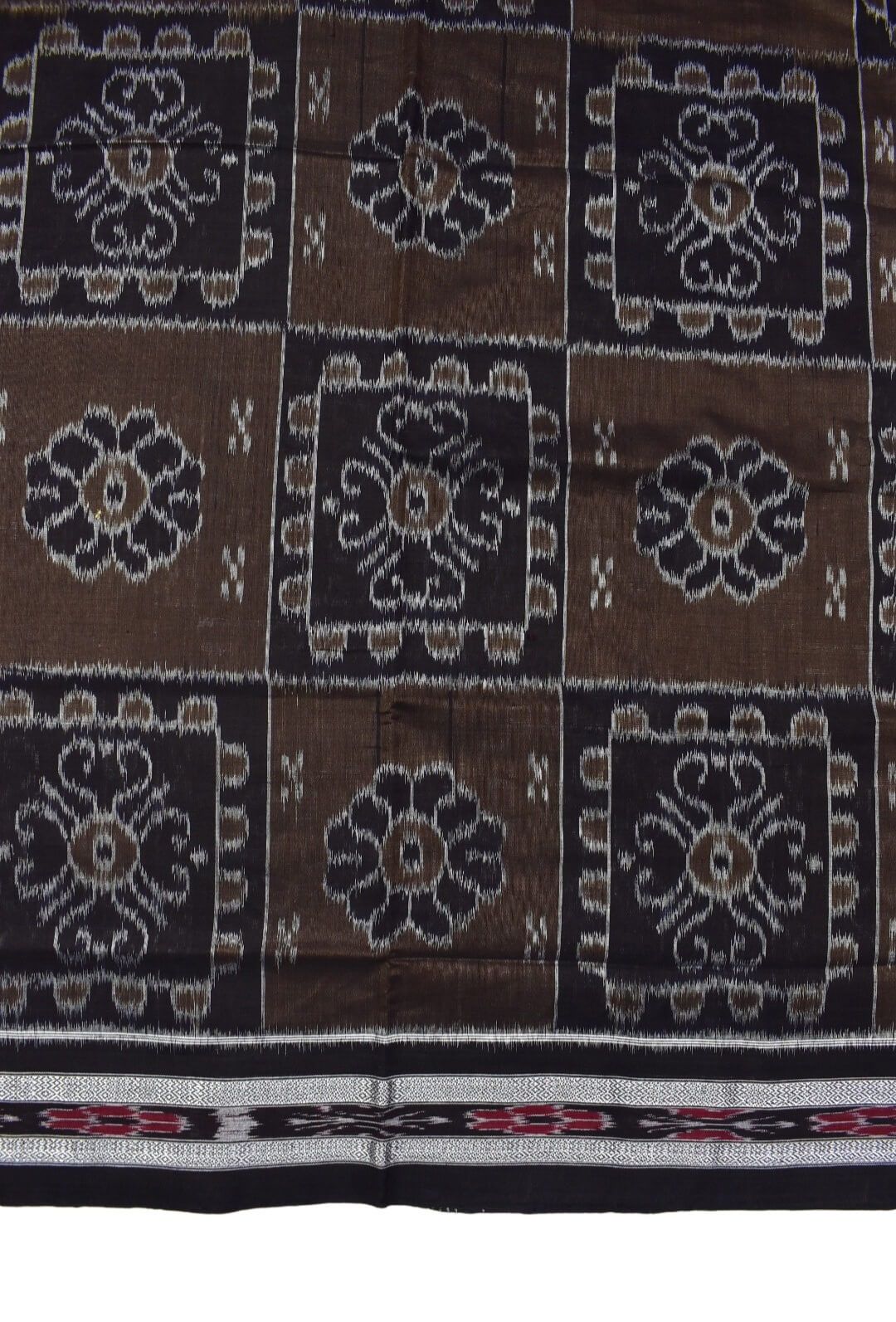 Charcoal Colour Sambalpuri Handloom Mania Bandha Cotton Saree - Image 4