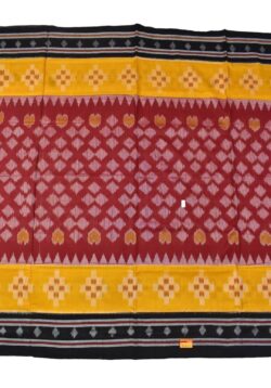 Red-Yellow Sambalpuri Handloom Mania Bandha Cotton Saree