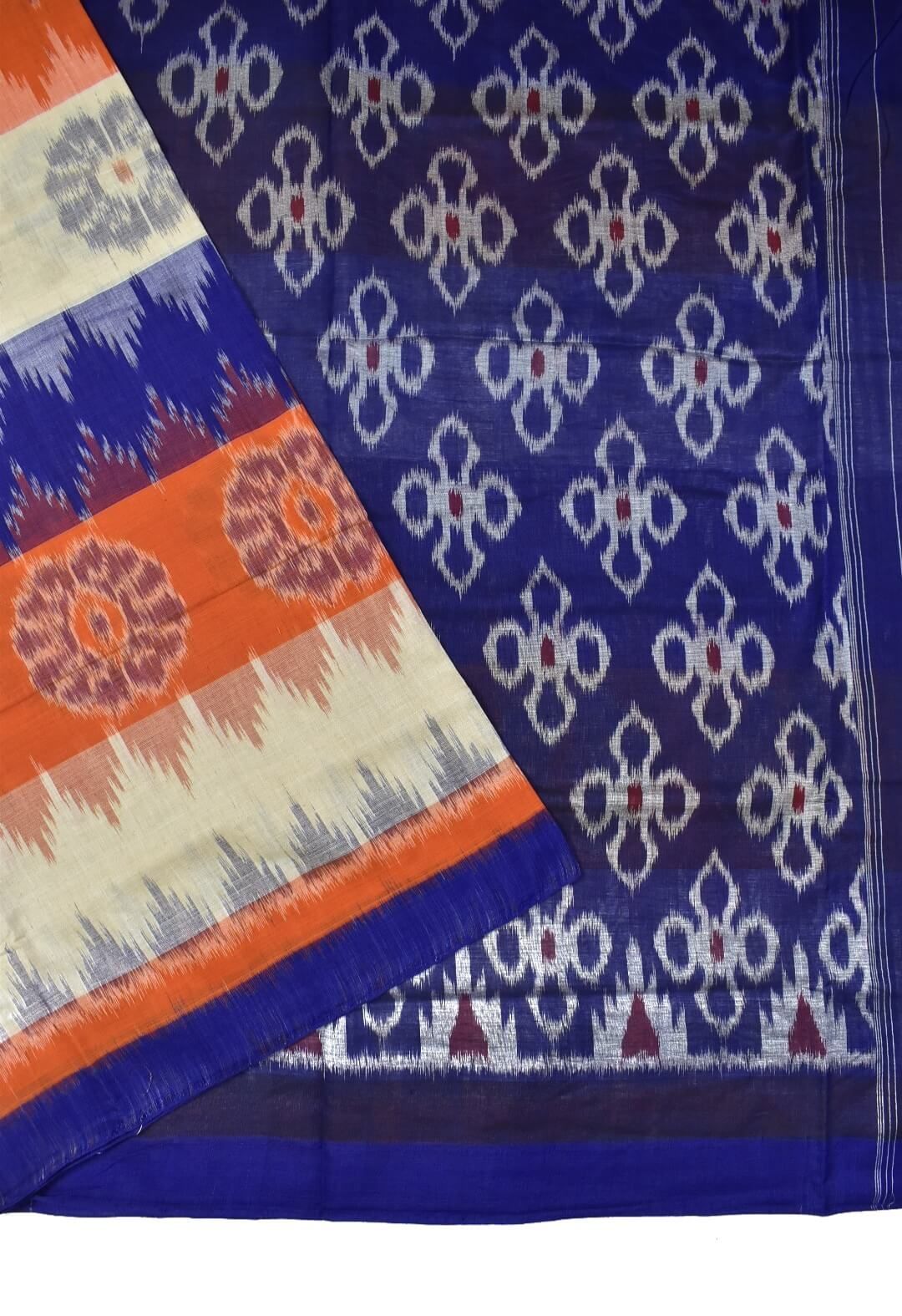 Multi Colour Sambalpuri Handloom Mania Bandha Cotton Saree - Image 3