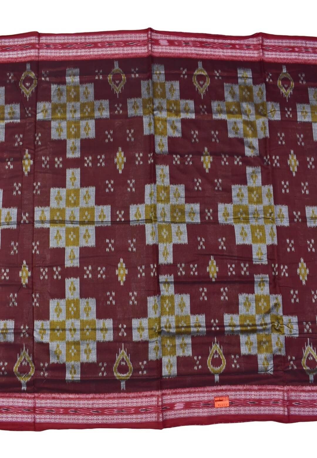 Maroon Colour Pasapali Design Sambalpuri Handloom Mania Bandha Cotton Saree