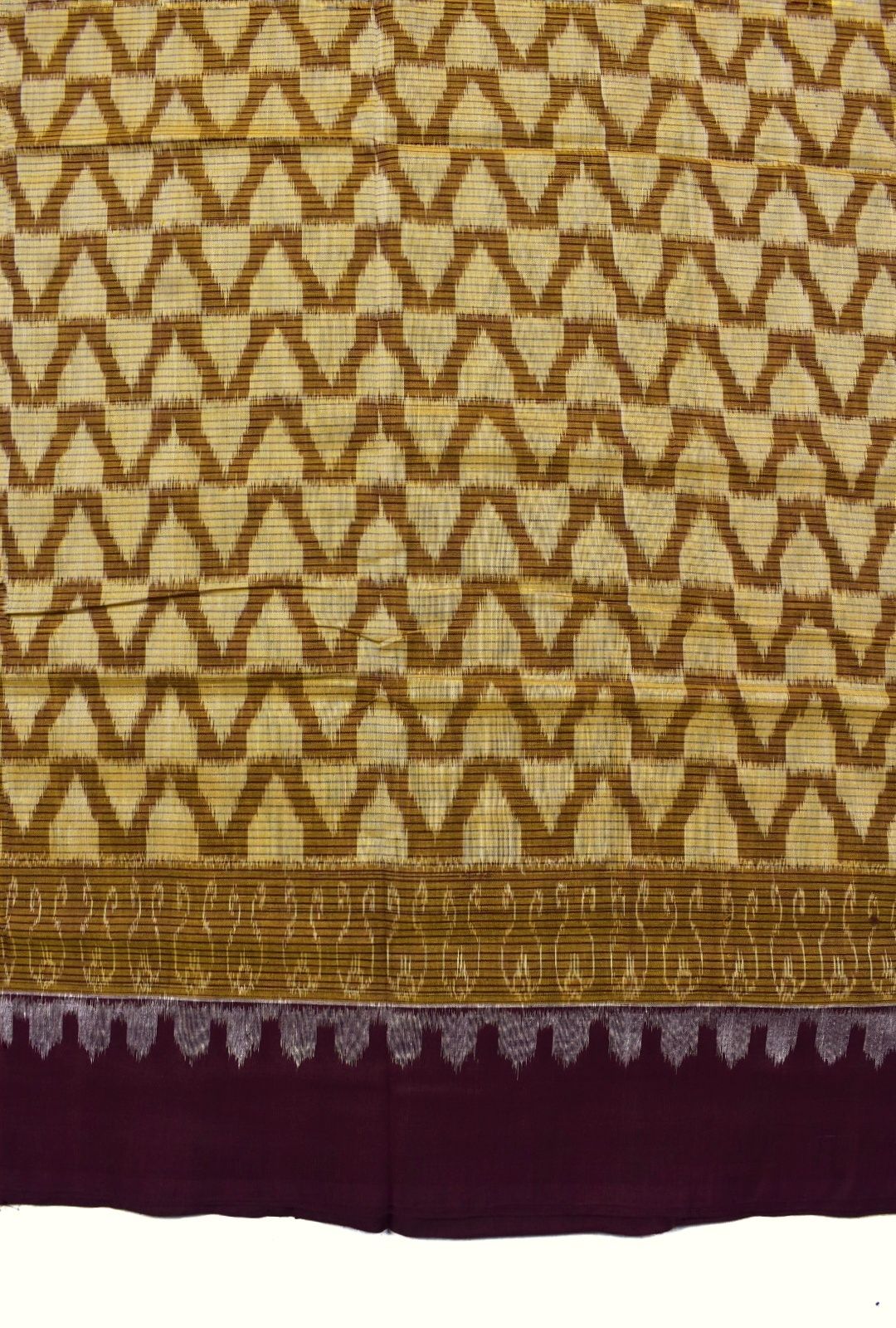 Lite Yellow Colour Plane Border Sambalpuri Handloom Cotton Saree - Image 4