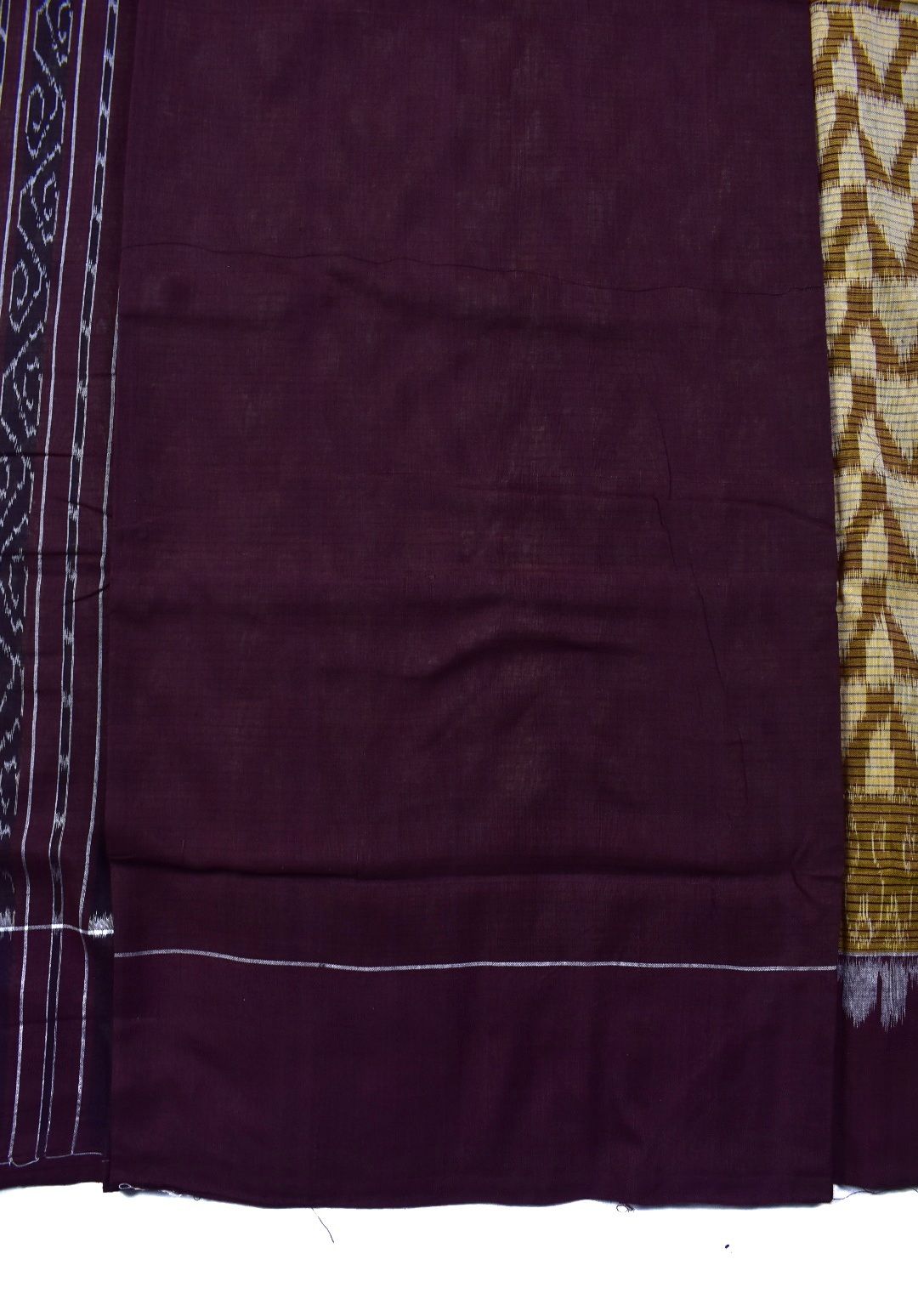 Lite Yellow Colour Plane Border Sambalpuri Handloom Cotton Saree - Image 5