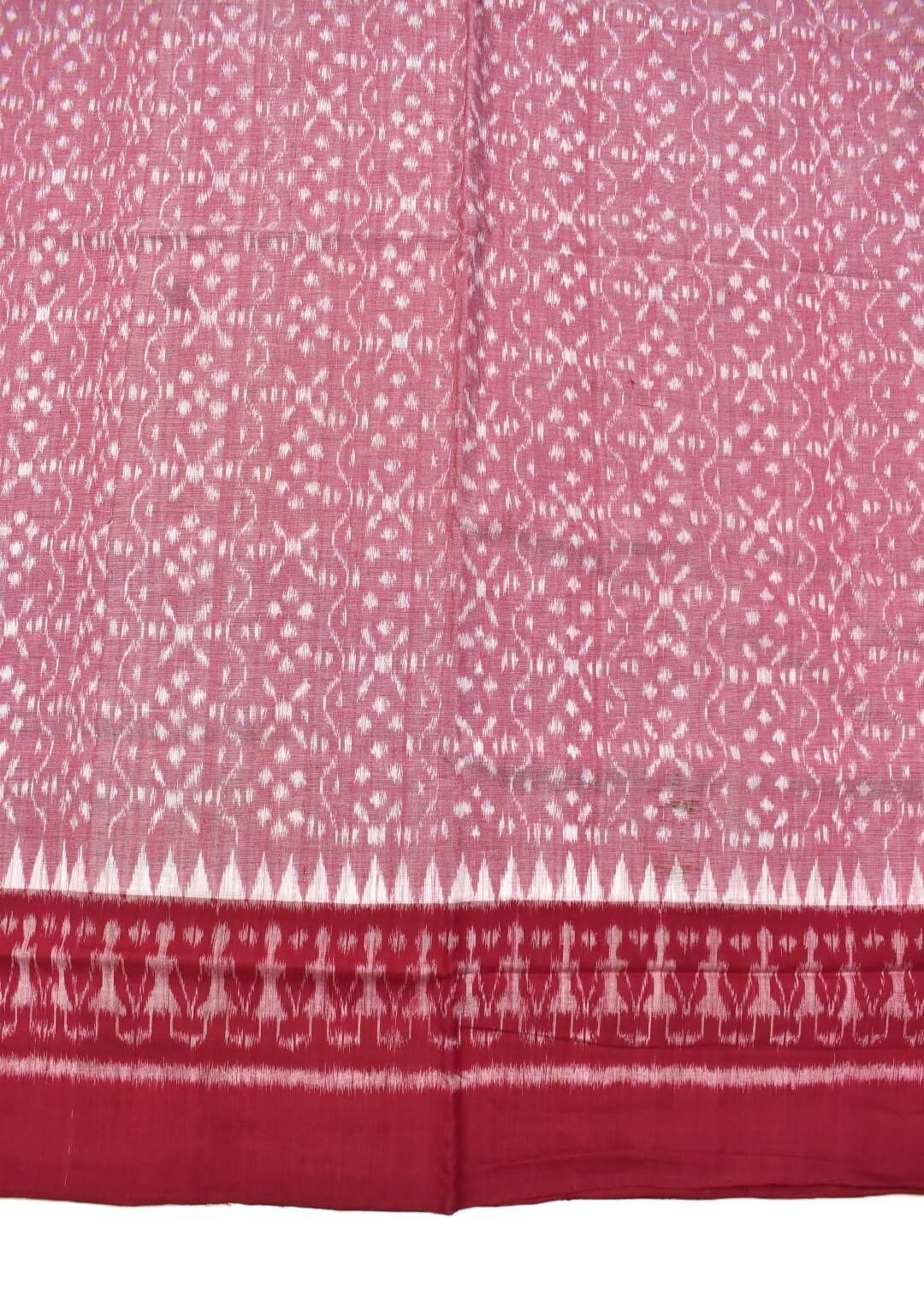 Pitch Colour Plane Border Sambalpuri Handloom Cotton Saree - Image 4
