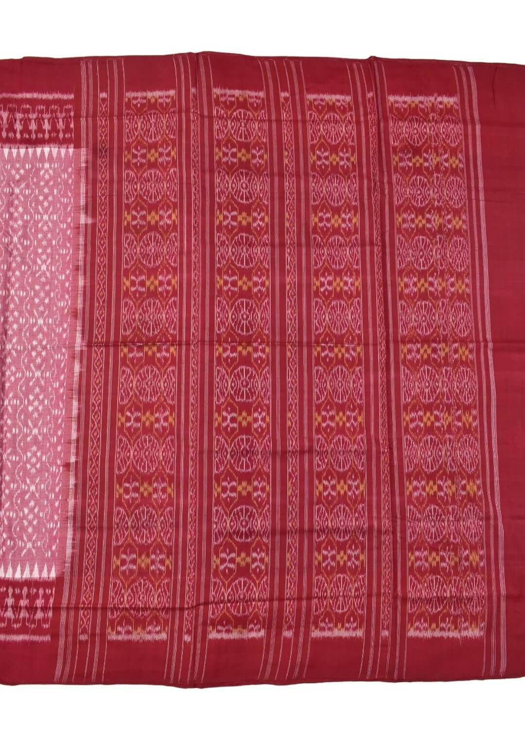 Pitch Colour Plane Border Sambalpuri Handloom Cotton Saree - Image 2