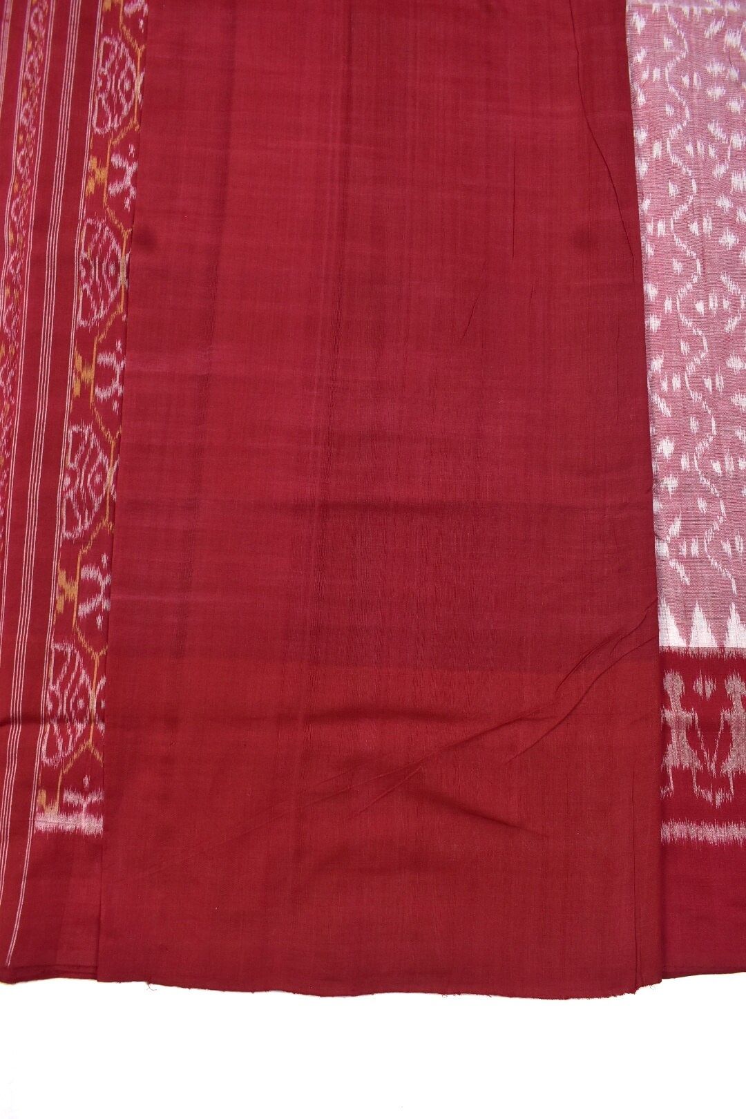 Pitch Colour Plane Border Sambalpuri Handloom Cotton Saree - Image 5