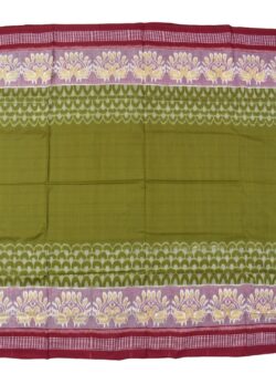 Mahendi Colour Plane Border Sambalpuri Handloom Cotton Saree