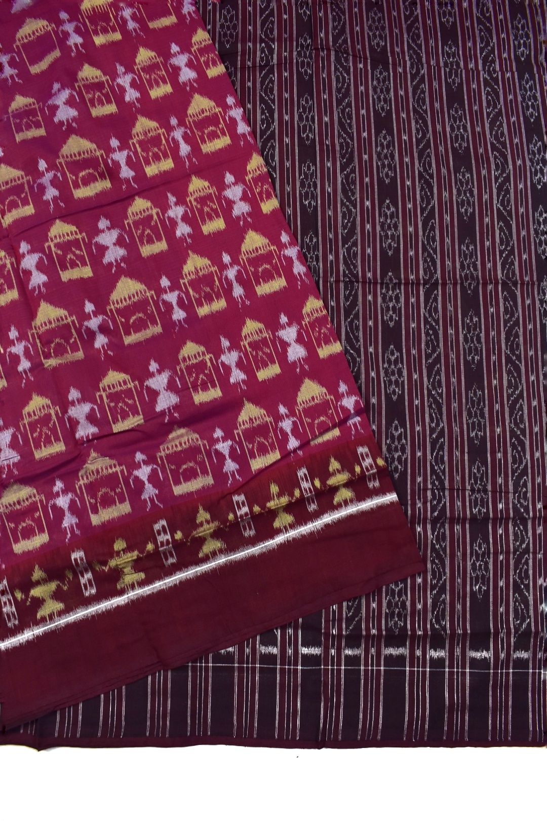 Roseberry Plane Border Colour Sambalpuri Handloom Cotton Saree - Image 3