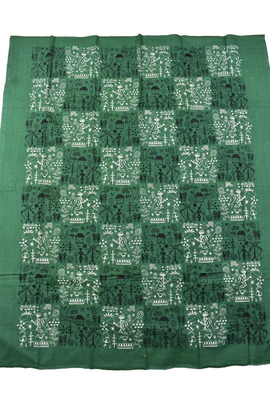 Green Colour Tribal Design Sambalpuri Handloom Bomkai Dress Material - Image 5