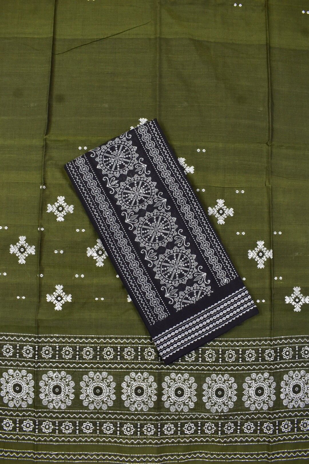 Mahendi Colour Sambalpuri Handloom Cotton Dress Material - Image 3