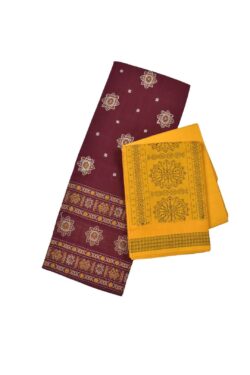 Maroon Colour Sambalpuri Handloom Cotton Bomkai Dress Material