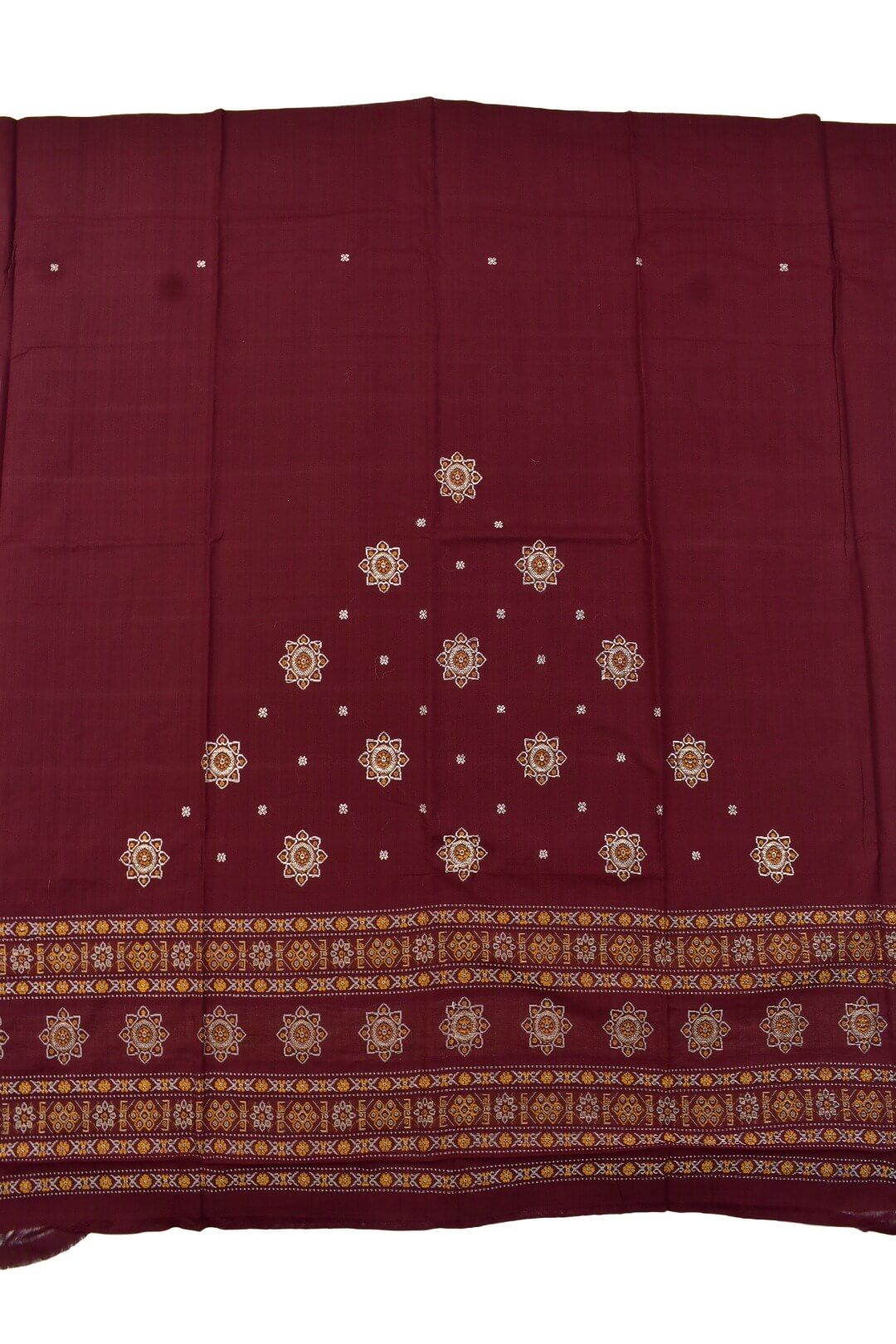 Maroon Colour Sambalpuri Handloom Cotton Bomkai Dress Material - Image 4