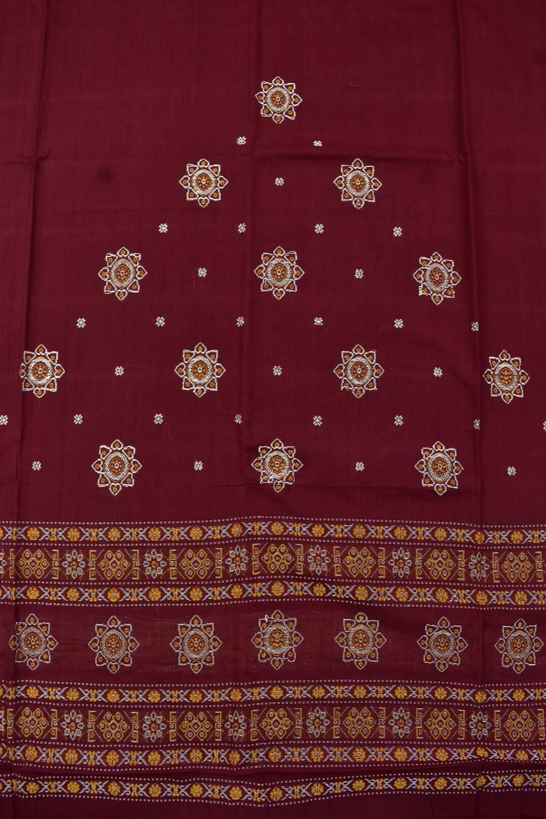 Maroon Colour Sambalpuri Handloom Cotton Bomkai Dress Material - Image 5