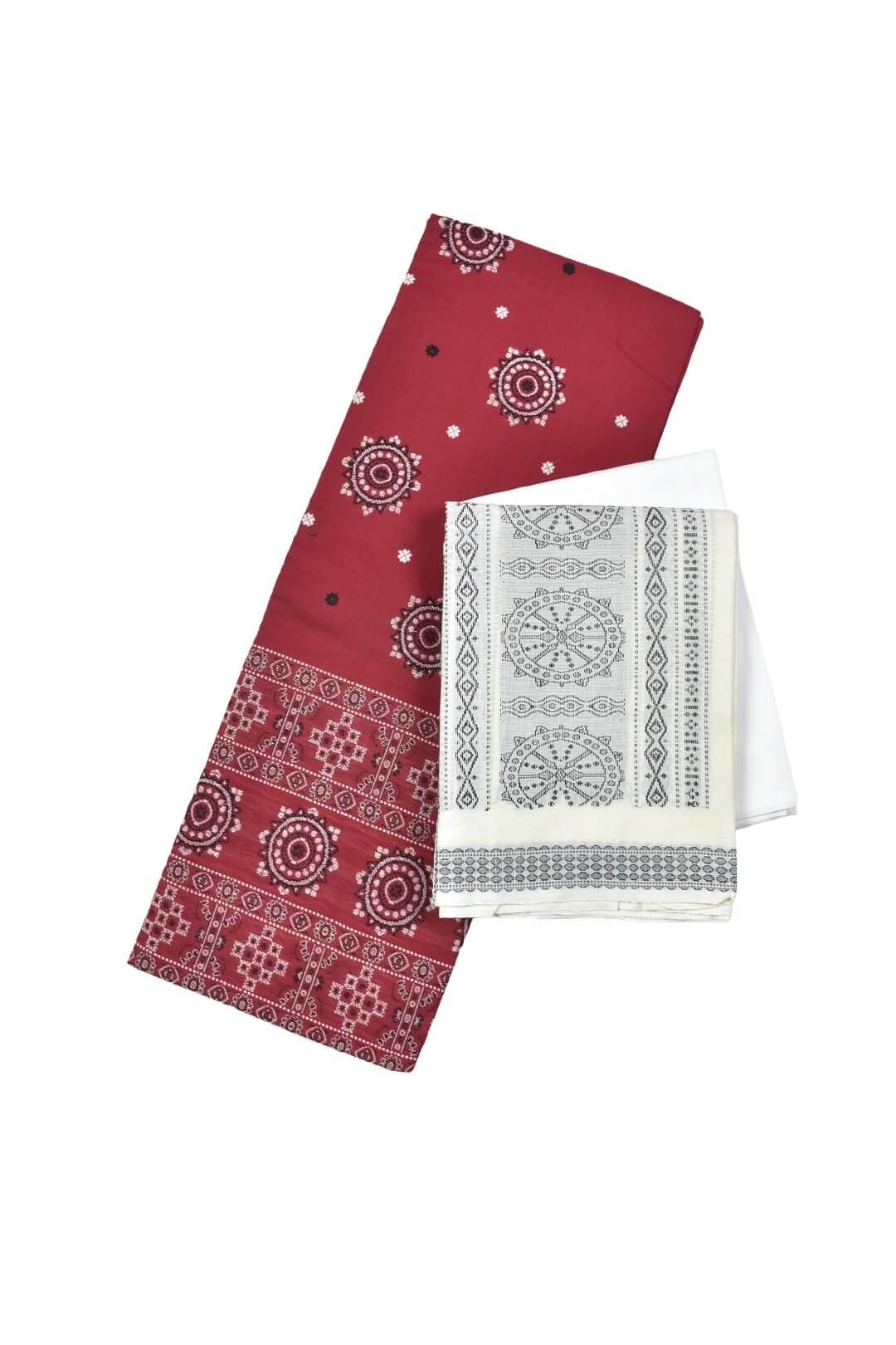 Red Colour Sambalpuri Handloom Bomkai Dress Material