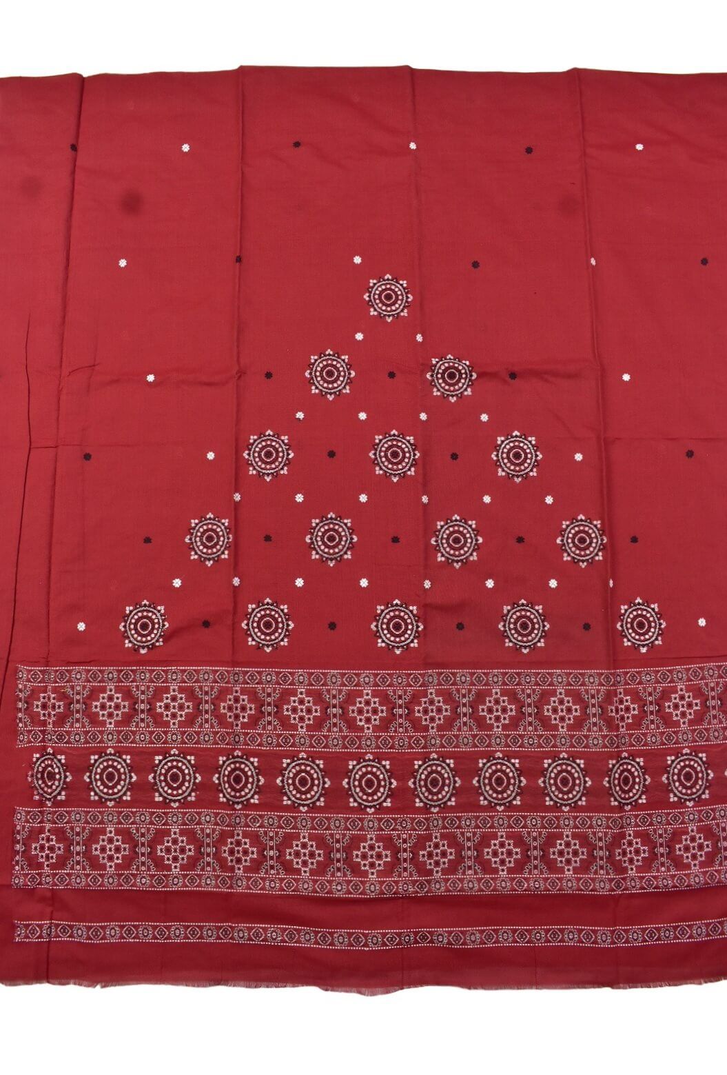 Red Colour Sambalpuri Handloom Bomkai Dress Material - Image 4