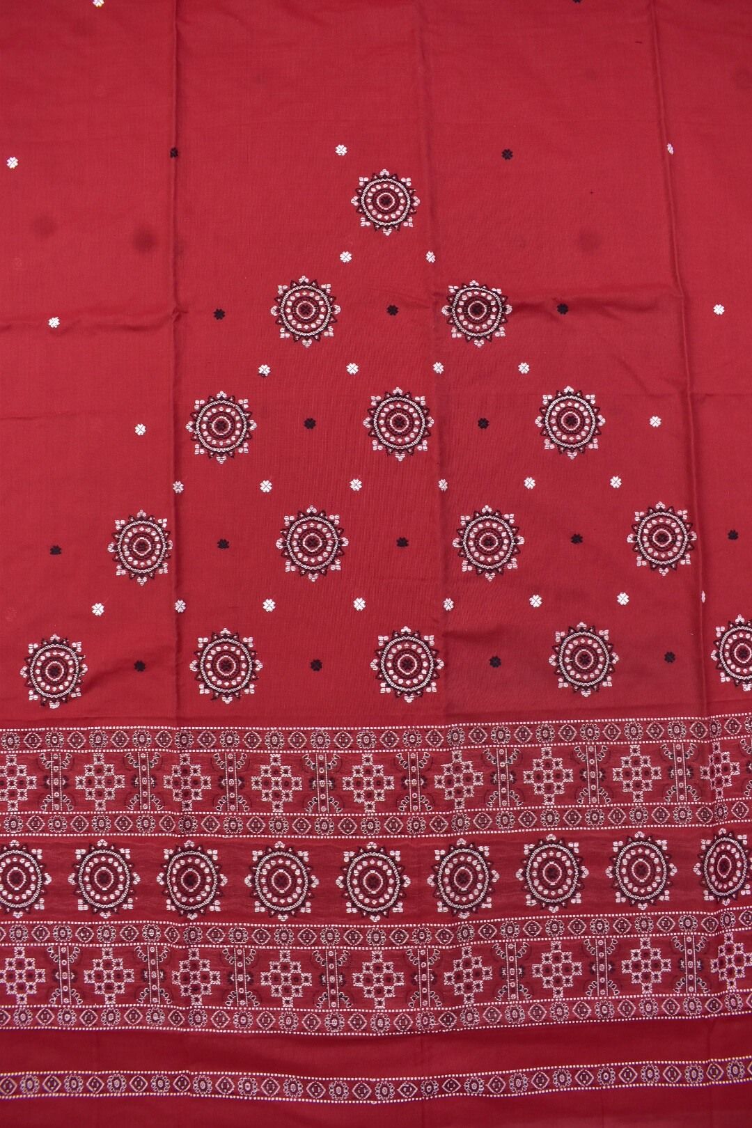 Red Colour Sambalpuri Handloom Bomkai Dress Material - Image 5