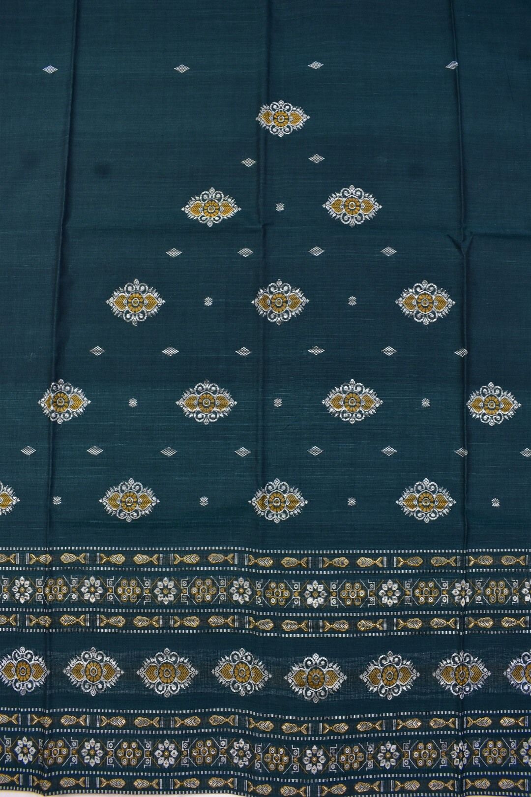 Green Colour Sambalpuri Handloom Bomkai Dress Material - Image 5