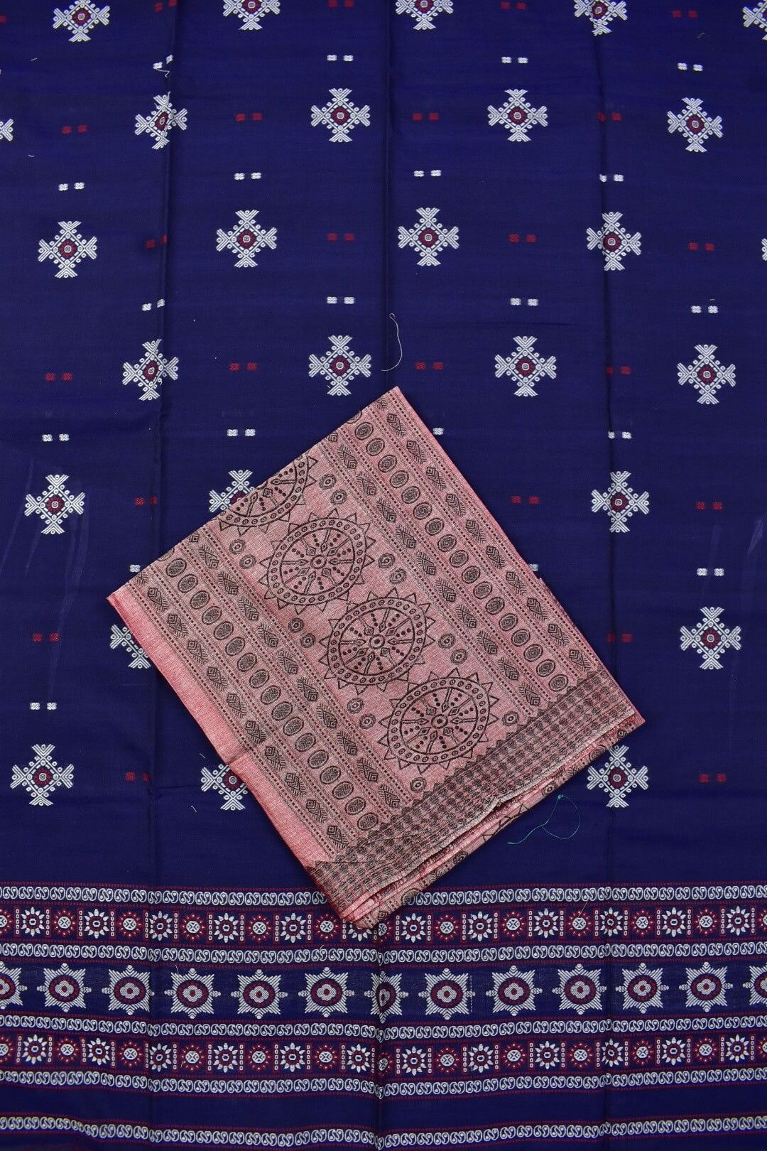 Blue Colour Sambalpuri Handloom Bomkai Dress Material - Image 3