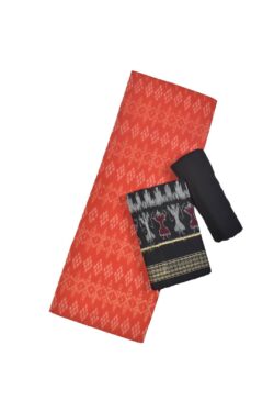 Orange Colour Sambalpuri Handloom Cotton Dress Material