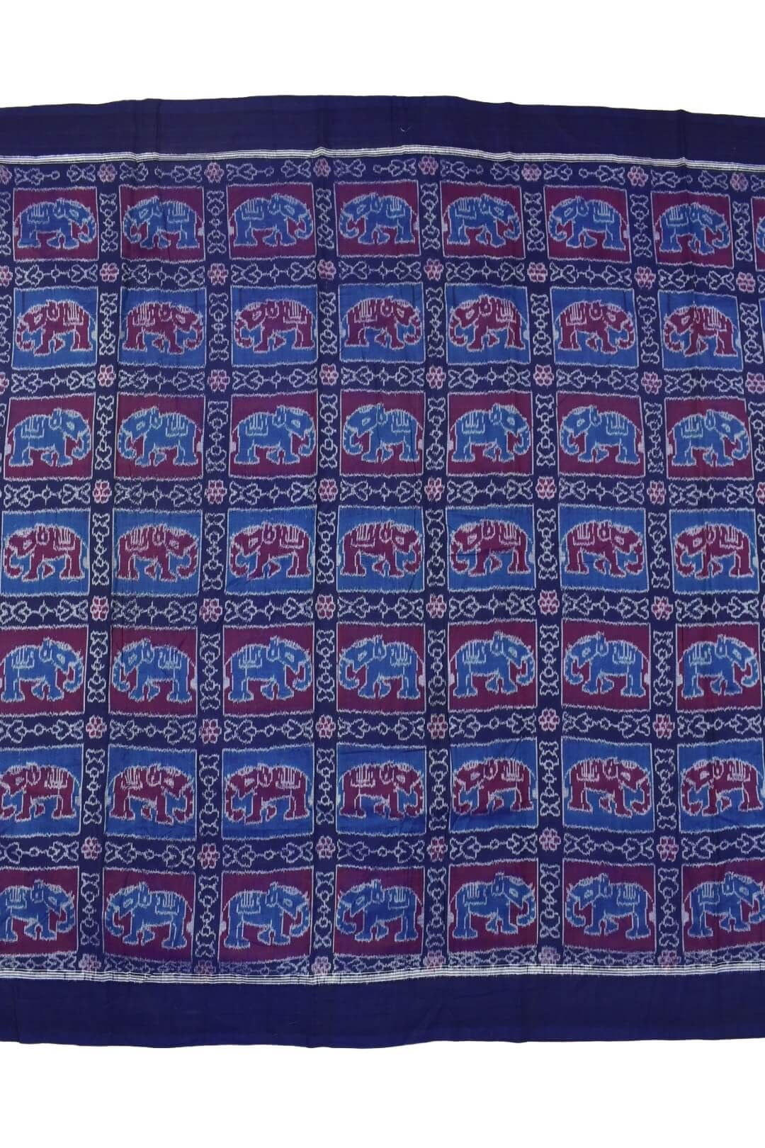 Blue Colour Elephant Design Sambalpuri Handloom Cotton Dress Material - Image 4