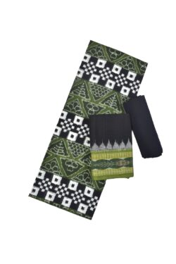 Mahendi Colour Pasapali Design Sambalpuri Handloom Cotton Dress Material