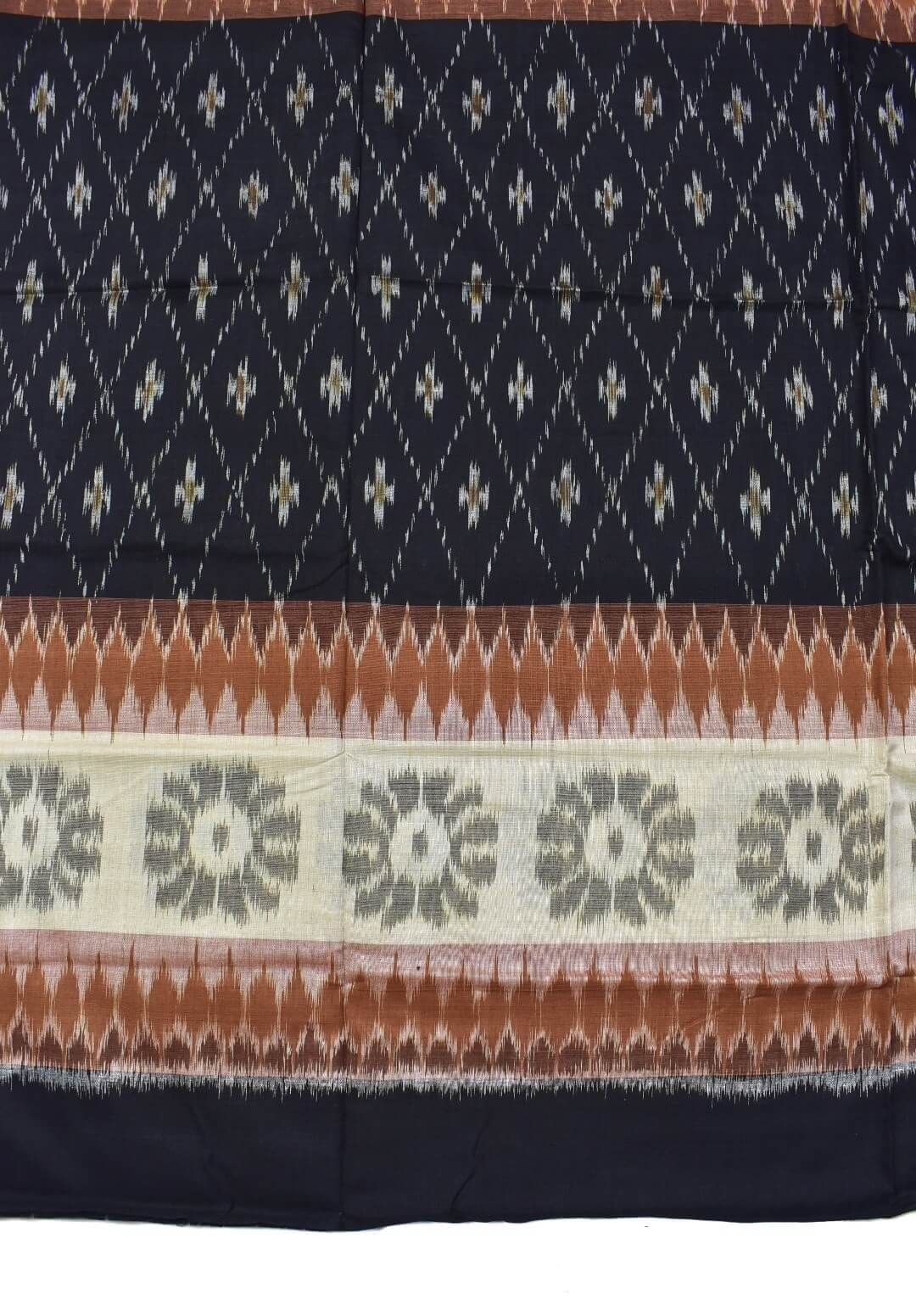 Black Colour Sambalpuri Handloom Mania Bandha Cotton Saree - Image 4