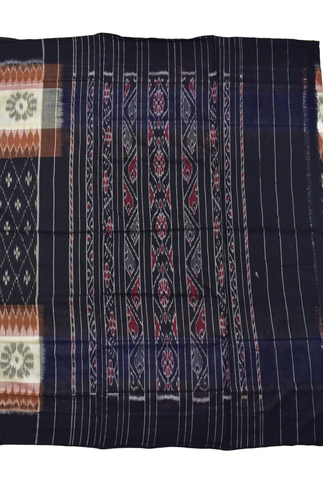 Black Colour Sambalpuri Handloom Mania Bandha Cotton Saree - Image 2