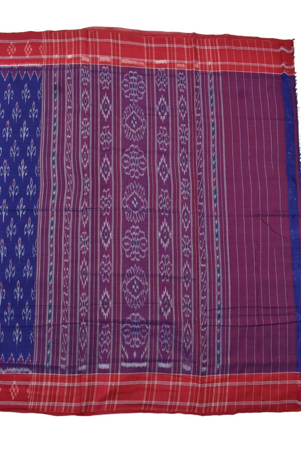 Blue Colour Sambalpuri Handloom Mania Bandha Cotton Saree - Image 2