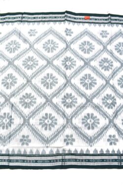 White-Green Combination Sambalpuri Handloom Mania Bandha Cotton Saree