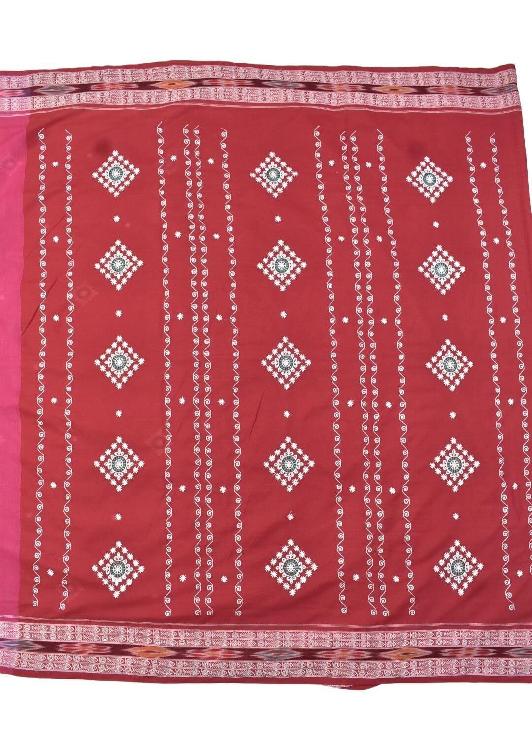 Fuchsia Colour Sambalpuri Handloom Cotton Saree - Image 2