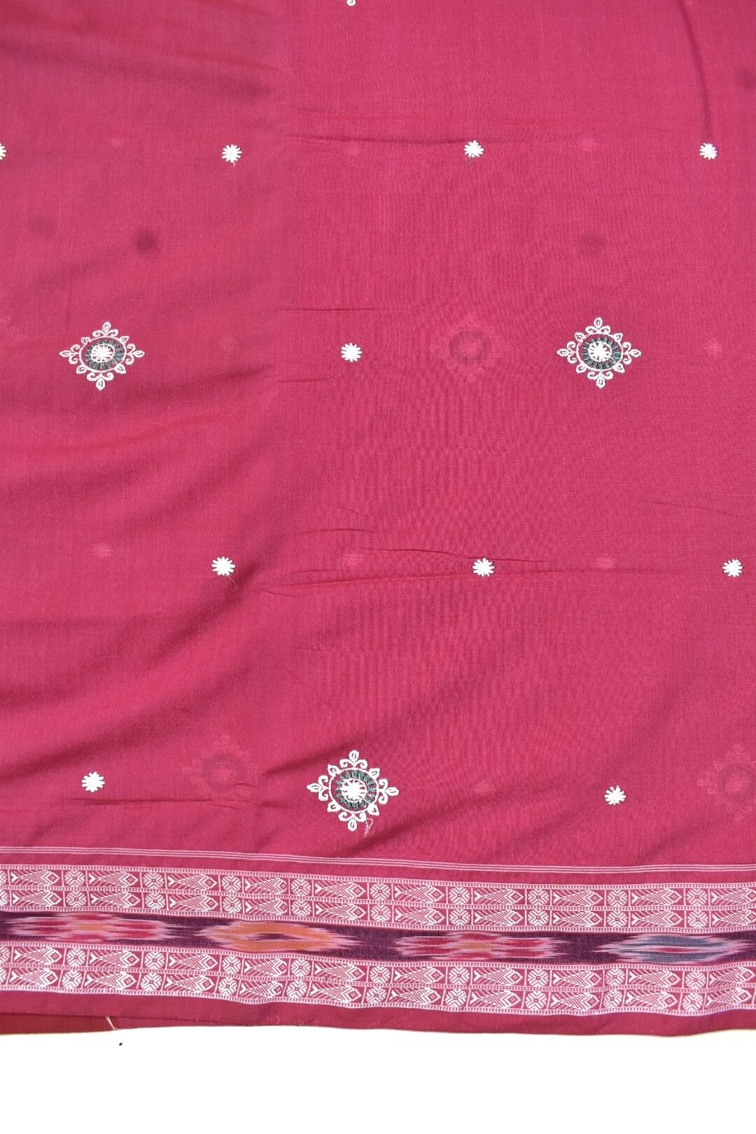 Fuchsia Colour Sambalpuri Handloom Cotton Saree - Image 4