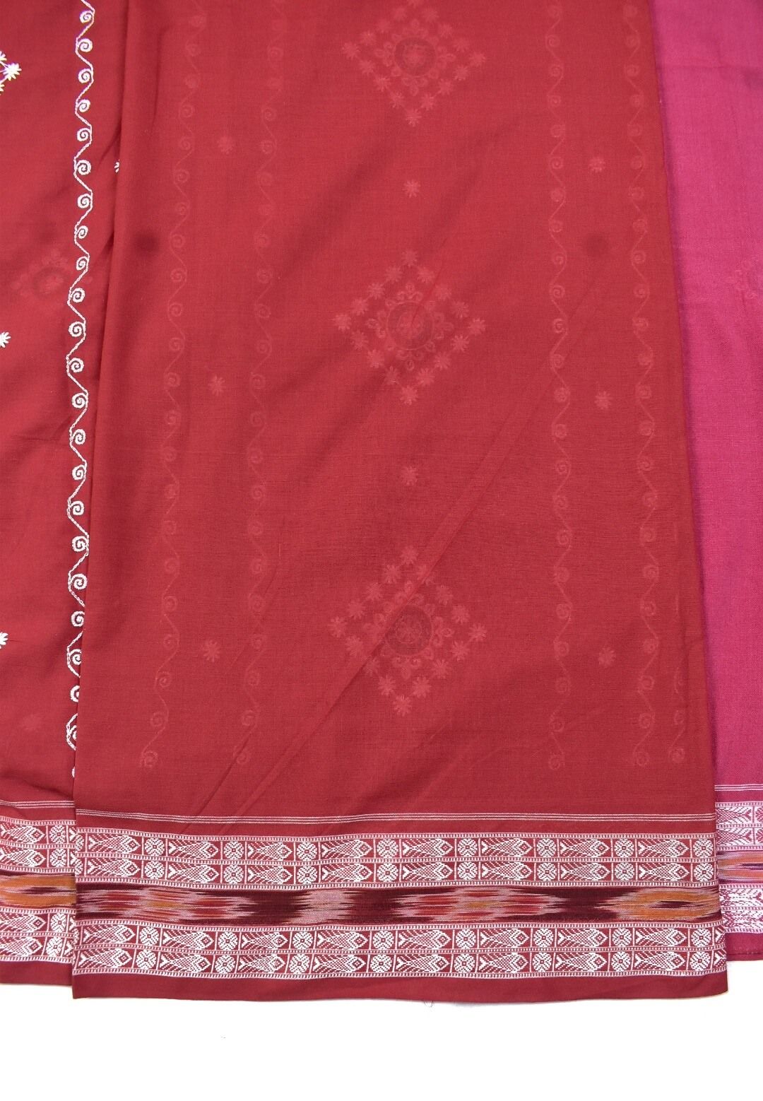 Fuchsia Colour Sambalpuri Handloom Cotton Saree - Image 5