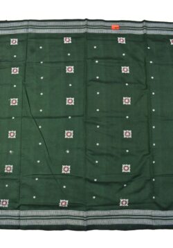 Bottle Green Colour Sambalpuri Handloom Cotton Saree