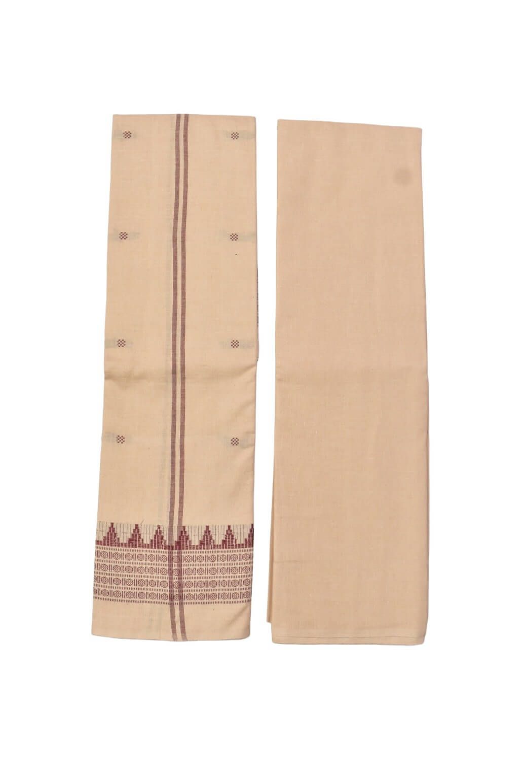 Coffe Colour Sambalpuri Handloom Cotton Dress Material - Image 2