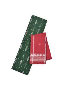 Green Colour Sambalpuri Handloom Cotton Dress Material