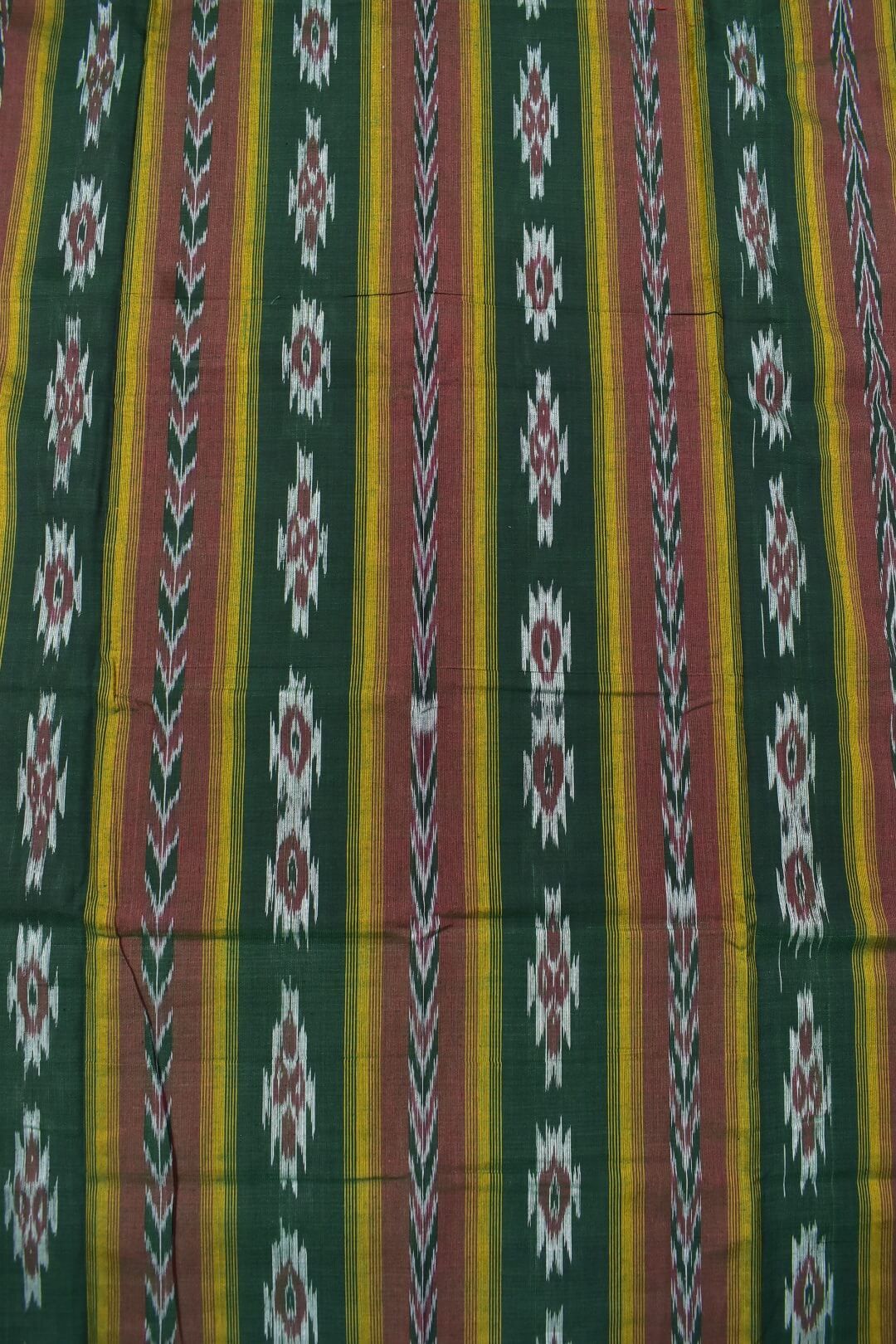 Green Colour Sambalpuri Handloom Cotton Dress Material - Image 5