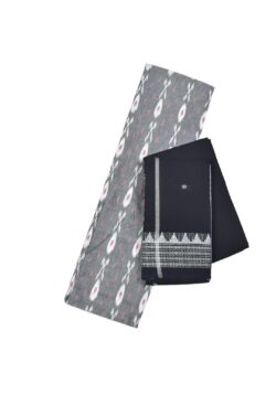 Gray Colour Sambalpuri Handloom Cotton Dress Material