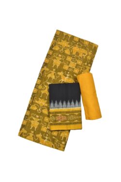 Yellow Colour Sambalpuri Handloom Cotton Dress Material